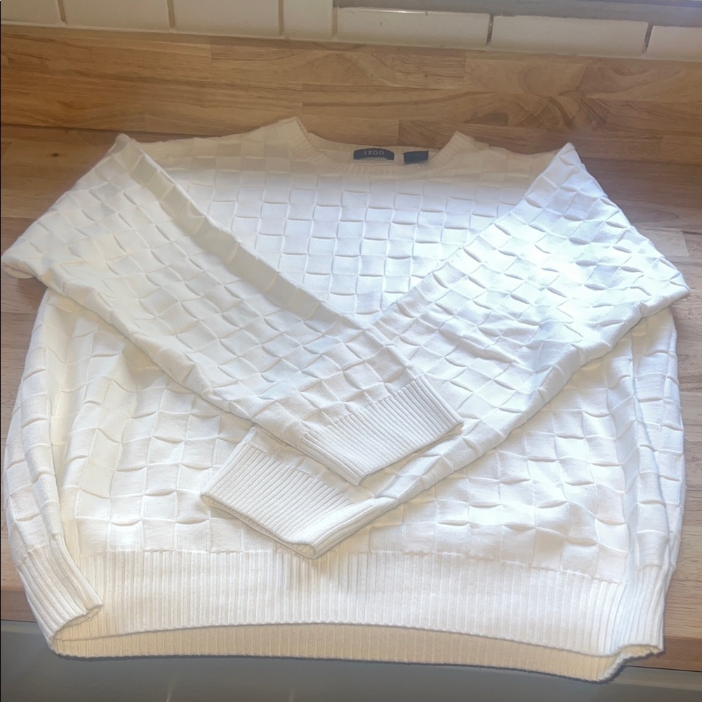 Izod White Textured Knit Men's Sweater